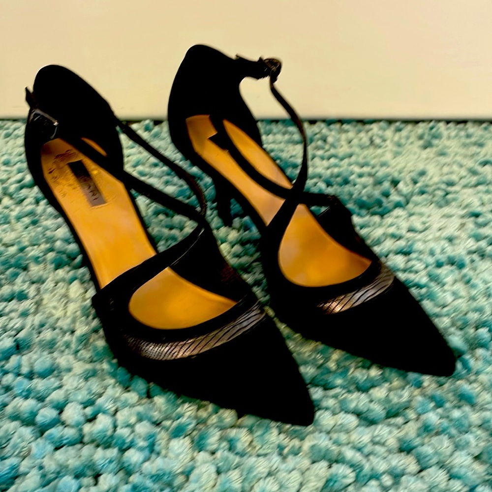 Tahari Black Suede Heels